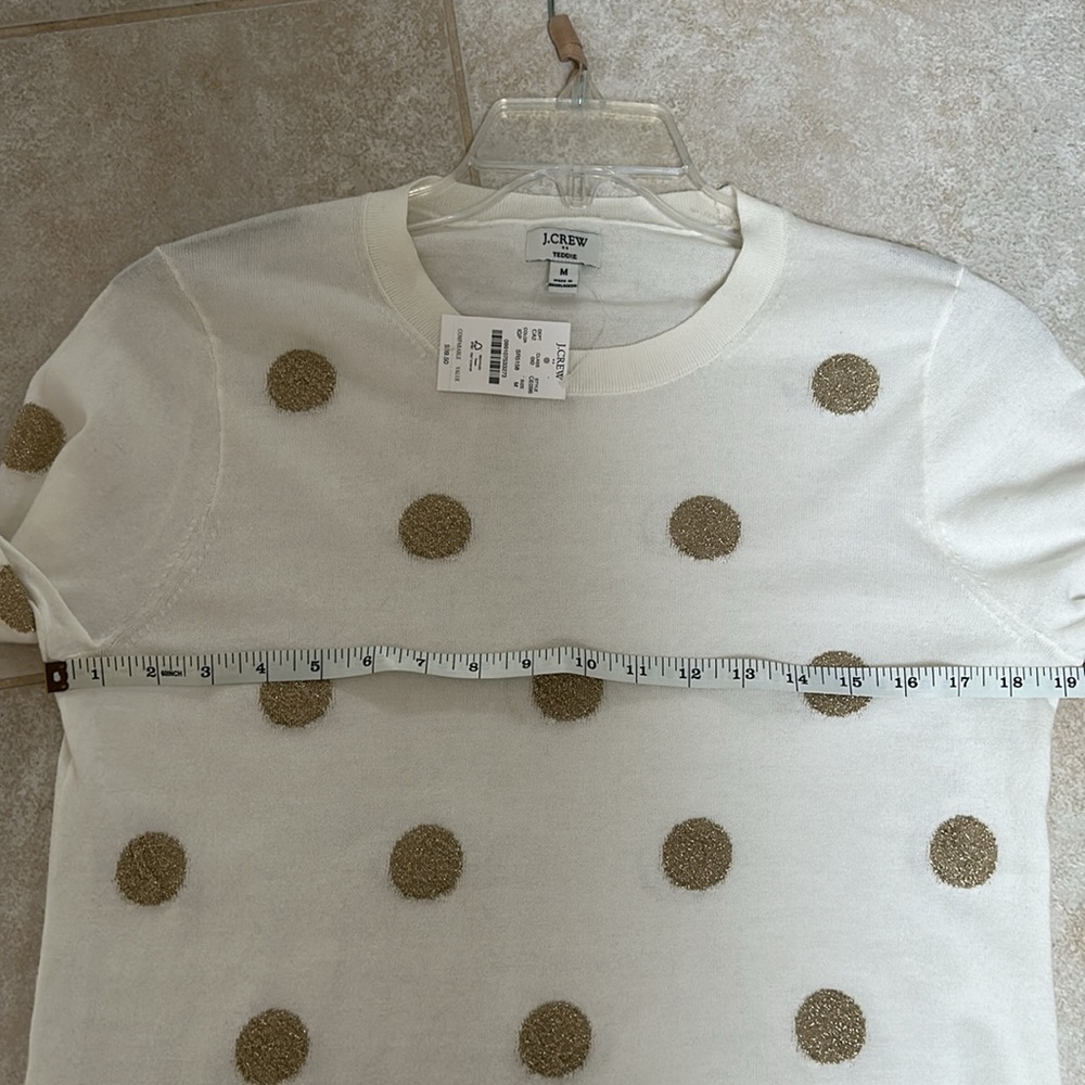 J. CREW NWT Teddie Crewneck cream sweater with gold metallic dots - Picture 5 of 9